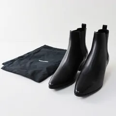 美品 サンローランパリ SAINT LAURENT PARIS サイドゴア レザーショートブーツ 38.5/ブラック 黒 ヒール 本革【2400013751582】のサムネイル