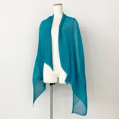c14 《美品》 PLEATS PLEASE プリーツプリーズ プリーツストール ブルー 大判 スカーフ ショール マフラー ISSEY MIYAKE イッセイミヤケのサムネイル