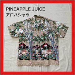 PINEAPPLE JUICE　パイナップルジュース　アロハシャツ　ハワイアンシャツ　シャツ　半袖　ヤシの木　山　L