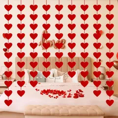 【数量限定】フェルト製 写真バナー 赤いハート バレンタインバナー ハートフラッグ 吊り下げ飾り 結婚式 120個 プロポーズ 記念日お祝い 10本セット 写真撮影 ハートガーランド 誕生日 結婚披露宴 バレンタインデー 店舗飾り himsyuden 12個ハ