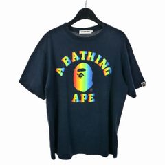 アベイシングエイプ A BATHING APE Rainbow College Tee レインボー カレッジ Tシャツ カットソー 半袖 アーチロゴ M ネイビー