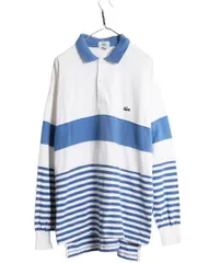 【お得なクーポン配布中!】 80s 90s ラコステ ボーダー 長袖 ラガーシャツ メンズ XL 古着 80年代 90年代 オールド ヴィンテージ IZOD LACOSTE 長袖シャツ ポロシャツ