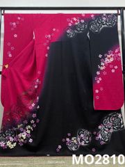 成人式 正絹 振袖 単品 NA1040 黒 ピンク蝶 - メルカリ