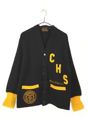 古着 40s The Seal of Perfection 2tone 圧縮 ウール ニット スクール レタード カーディガン XL位 