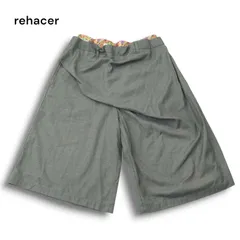 rehacer レアセル 春夏 花柄 フラワー使い★ ワイド ハーフ ショート パンツ Sz.L メンズ 灰 グレーのサムネイル
