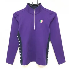 カッパ 長袖ハイネックシャツ パープル×ネイビー ハーフジップ サイド星ライン ハートワッペン レディース S ゴルフウェア Kappa