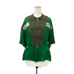 未使用品 AKANE UTSUNOMIYA アカネウツノミヤ フロントジップブラウス グリーン 36 SAI-FB11-2004