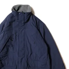 00's LLビーン フリースライニング ナイロン ジャケット (L) 青紫系 中綿 フード パーカー ハーフコート 00年代 旧タグ オールド L.L.Bean アメリカ古着 USED ビンテージ ヴィンテージ