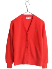 【お得なクーポン配布中!】 70s ラコステ アクリル ニット カーディガン 36 レディース S 程/ 古着 70年代 ヴィンテージ Haymaker LACOSTE 羽織り 前開き セーター 赤