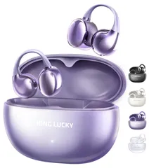 【特価商品】king luckyイヤーカフ イヤホン【ワイヤレス オープン イヤー Bluetooth イヤホン/イヤーカフ/落ちにくい/防水 IPX5 /マイク内蔵/急速充電/音漏れ抑制/ENC通話/ながら聴き】携帯空気伝導 日本設計のブルートゥースイヤホン