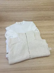 ■ ROYAL PARTY 膝上丈ワンピース ニットノースリーブ サイズF ホワイト ベージュ レディース E  【1406050098209】