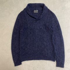 【LANEUS】ラネウス　イタリア製　カシミア混　ショールカラーセーター　毛足長め　ウール、レーヨン