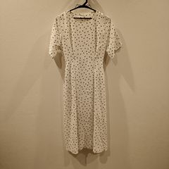白×ドット柄　ワンピース