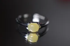 RG10-68 一点物 シルバー 氷種 黄翡翠 ミャンマー産 本翡翠 ヒスイ 指輪 フリーサイズ 金属アレルギー対応