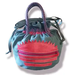 ミリタリー　リメイク　巾着バッグ　サンセット　古着　レザー