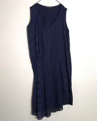 ミズイロインド ワンピース ネイビー 刺繍 アシンメトリー 日本製