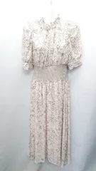 ◇ one way ワンウェイ 総柄 長袖 ロング丈 ワンピース サイズM ピンクベージュ レディース E  【1407180035751】