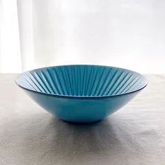 【撮影サンプル品) 浜陶【波佐見焼】BLUE彫　反ボウル（中）　深皿　サラダボウル　丼のサムネイル