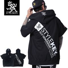 STYLEKEY スタイルキー 半袖ジップスウェットパーカー DIAGONAL S/S ZIP HOOD SWEAT(SK24SP-SWJK01) ストリート ヒップホップ B系 大きいサイズ