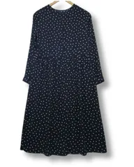 ◇ 【新品】【半額以下セール】【1点限り】 マッキントッシュフィロソフィー3万5200円 長袖ワンピース ロング丈 ウエスト切替 ドット柄水玉  ペチコート付き ネイビーMサイズ38 ■管理番号L28846SSS25-250518-2.5K（990）