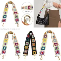 ◆韓国ハンドメイド◆◇花柄MIX◇ショルダーベルト スマホストラップ ホワイト白 ブラック黒 可愛い かぎ編み クロシェ編み コーディネート アクセント アクセサリー カラフル 韓流 K-POP SNS 人気  映える