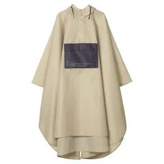 【特価セール】通学 自転車 通勤 キャンプ 着丈113cm フェス アウトドア レインウェア 長め メンズ レディース おしゃれ ベージュ ［パッカブルポンチョ］バイカラー R005-911-201 レインコート [ワールドパーティー]