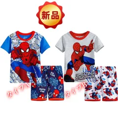 ✨新品✨ スパイダーマン パジャマ 男の子 半袖Tシャツ&ショートパンツ 上下セット 春夏秋 キッズルームウェア アメコミヒーロー 部屋着 ブルー グレー 100cm 110cm 120cm 130cm コットン 綿 半袖パシャマ ボーイズ 幼稚園 小学生