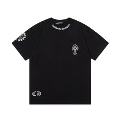 ChromeHearts クロムハーツ サンスクリット十字架馬蹄形プリント半袖Tシャツ 男女兼用