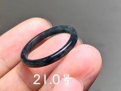 L13-114 細身 糯種 煙灰〜黒翡翠 21.0号 グアテマラ産 A貨 本翡翠 くりぬき リング