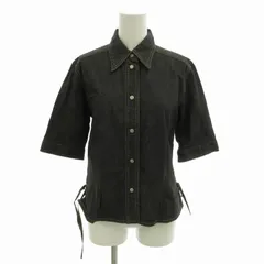 フェンディ FENDI 美品 デニムシャツ ジャケット ズッカボタン リボン 半袖 44 XL 黒 ブラック /FT ■ECのサムネイル