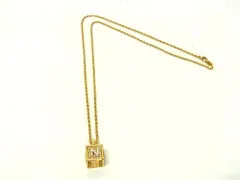 ■極美品■ NINA RICCI ニナリッチ ラインストーン キューブ ネックレス ペンダント アクセサリー レディース ゴールド系 DH6580