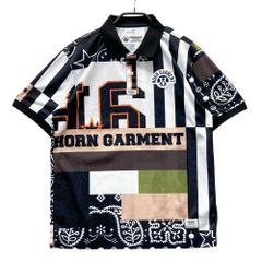HORN GARMENT バンダナ柄 モックネック 半袖シャツ ブラック ゴルフ