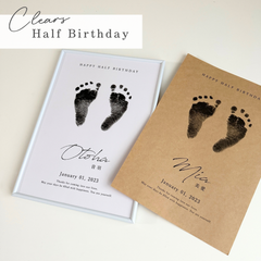 【Half Birthday】2枚セット 手形足形アート 命名書 月齢フォト