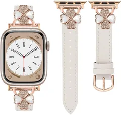 新品 For Apple Watch バンド レザー本革 コンパチブル Apple Watch Series Ultra/Ultra2/10/9/8/7/6/5/4/3/2/1/SE2/SE レディース スリム クローバー おしゃれ 可愛い アップルウォッチ