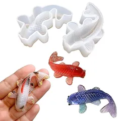 【Ever garden】 鯉 シリコンモールド 2個セット 金魚 魚 レジン キーホルダー アクセサリー uvレジン シリコン モールド オルゴナイト アロマストーン 石膏 石鹸 キャンドル 樹脂 粘土 型 (鯉) 1
