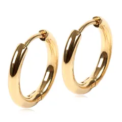 【定番 幅2.5mm 内径12mm 色：ゴールド 1ペア】[Adelina Style] フープピアス 人気 つけっぱなし リングピアス レディース メンズ サージカルステンレス 金属アレルギー対応 18G 男女 両耳用 プレゼント