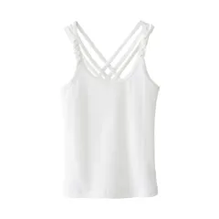 ☆ ホワイト ☆ 120cm ☆ キャミソール タンクトップ キッズ キャミソール タンクトップ 女の子 インナー キャミ 肌着 下着 パジャマ 部屋着 インナーウェア バッククロス 無地 子供服 子ども服 女児 子供 こども 子ども ガールズ