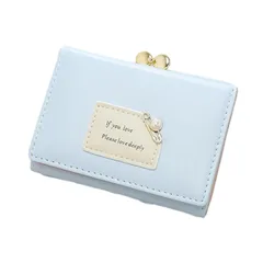 【在庫処分】ギフト プレゼント 誕生日 女の子 小物入れ マルチ 軽量 人気 可愛い がまぐち (ブルー) コンパクト ウォレット ミニポーチ コインケース 三つ折り 小銭入れ レディース ミニ財布