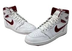 ナイキ NIKE 23年製 AIR JORDAN 1 HIGH 85 METALLIC BURGUNDY エア ジョーダン ハイ メタリック バーガンディ AJ1 シューズ 白 赤 BQ4422-161 スニーカー ホワイト 27.5cm 104S-999