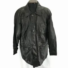 バリオマックス★イタリア製羊革/ラムレザーコート/アウター【L/黒】内ポケット/ウエストドローコード/フルジップ/VARIOMAX◆BC67L