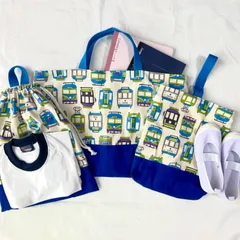 入園入学3点セット　ハンドメイド　レッスンバッグ　上履き入れ　体操服入れ　男の子　電車　乗り物