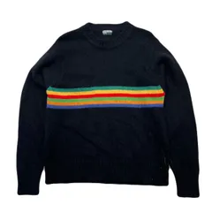 Paul Smith JEANS ☆ ポールスミス レインボーライン◎ ウール ニット セーター シャツ ブラック M 秋冬 アメカジ 大人カジュアル■BH160のサムネイル
