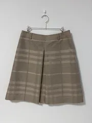 BURBERRY LONDON バーバリーロンドン サイズ40 チェック 膝丈スカート 台形スカート チェックスカート ベージュ 041