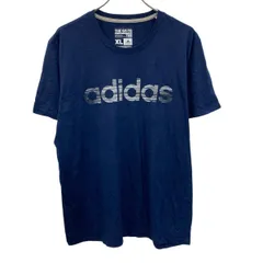adidas 半袖プリントTシャツ XL ネイビー アディダス プルオーバー ビッグサイズ ブランドロゴ 古着卸 アメリカ仕入 a705-5929