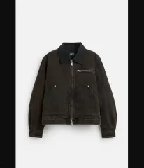 ZARA(ザラ) コントラスト ネックライン デニム ブルゾン