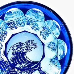 砂切子　北斎・浪裏（瑠璃×ライトブルー）　※パリJAPANEXPO2022で完売