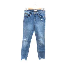 ザラ ZARA スキニーパンツ デニム ダメージ加工 38 青 ブルー /YK