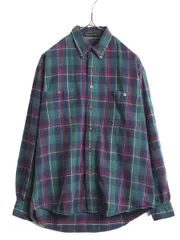 【お得なクーポン配布中!】 90s エディーバウアー チェック ボタンダウン フランネル シャツ メンズ L 古着 90年代 オールド Eddie Bauer ネルシャツ コットン 黒タグ