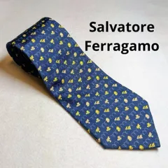 2:ネクタイ Salvatore Ferragamo 9.5㎝ ブルー B 332●