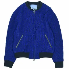 美品 17AW 3.1 フィリップリム 3.1 phillip lim ツイード ボンバージャケット MA-1 ミリタリーブルゾン アウター ジップアップ 青 ブルー サイズ0 E1726258CG8 レディース YBA1のサムネイル